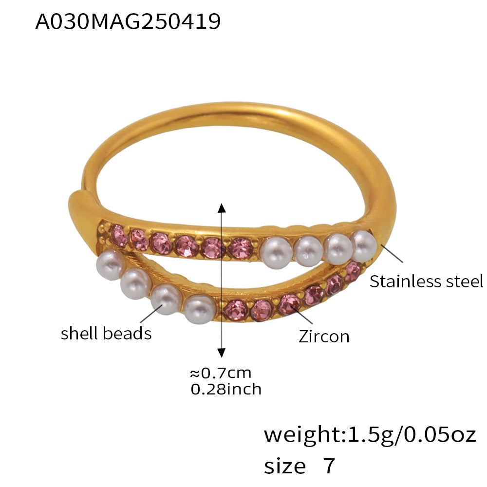 Retro Shell Pearl Ring, Ultra-Fine Shell Pearls & Diamond Accent, Gift for Her, Vintage Glamour
