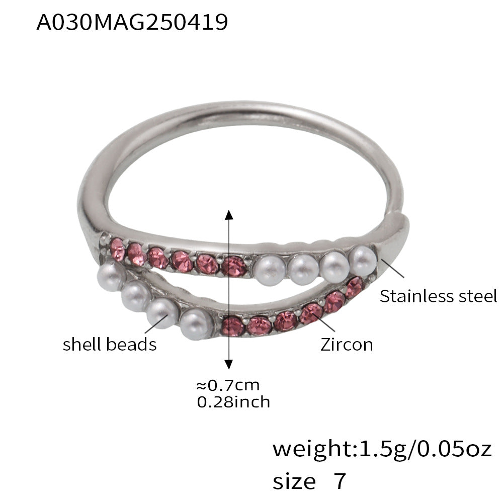 Retro Shell Pearl Ring, Ultra-Fine Shell Pearls & Diamond Accent, Gift for Her, Vintage Glamour