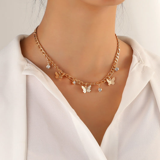 Butterfly Clavicle Necklace, Metal Minimalist Chain, Gift for Her