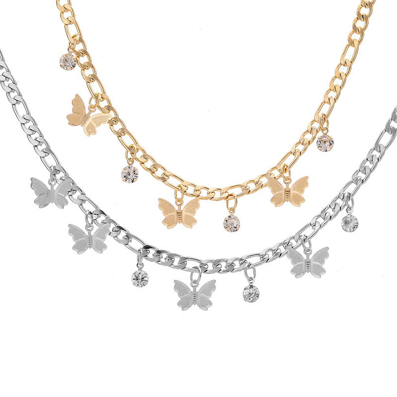 Butterfly Clavicle Necklace, Metal Minimalist Chain, Gift for Her