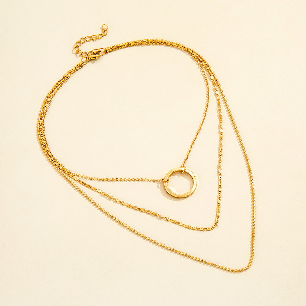 Circle Necklace, Minimalist Key Pendant, Gift for Her, Dainty Everyday Jewellery