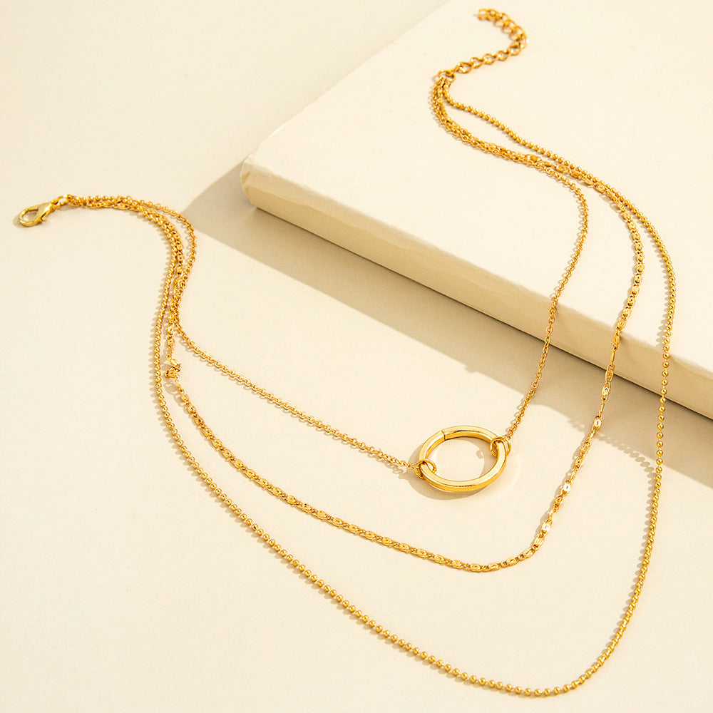Circle Necklace, Minimalist Key Pendant, Gift for Her, Dainty Everyday Jewellery