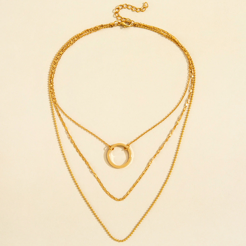Circle Necklace, Minimalist Key Pendant, Gift for Her, Dainty Everyday Jewellery