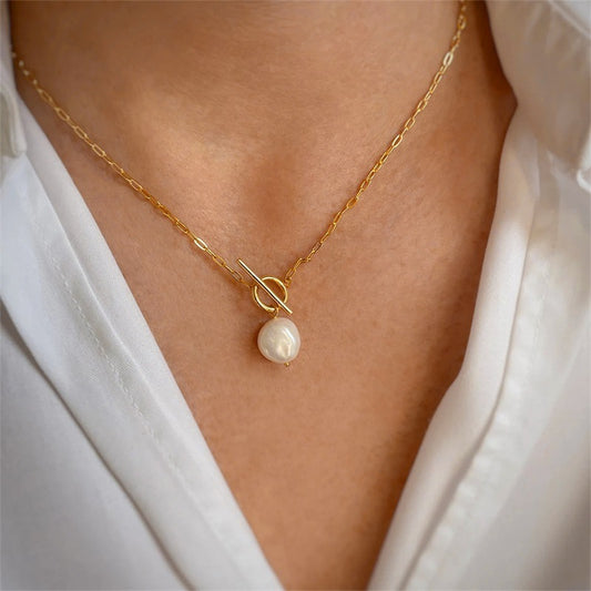 Shell Pearl Necklace, Natural Shell Jewellery in Japanese & Korean Style, Gift for Her, Minimalist Boho Look