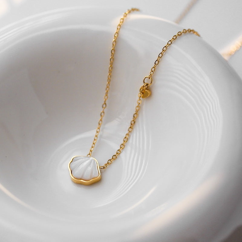 Golden Shell Charm Necklace, Boho Chic Jewelry, Summer Vacation Gift, Mermaid Vibes