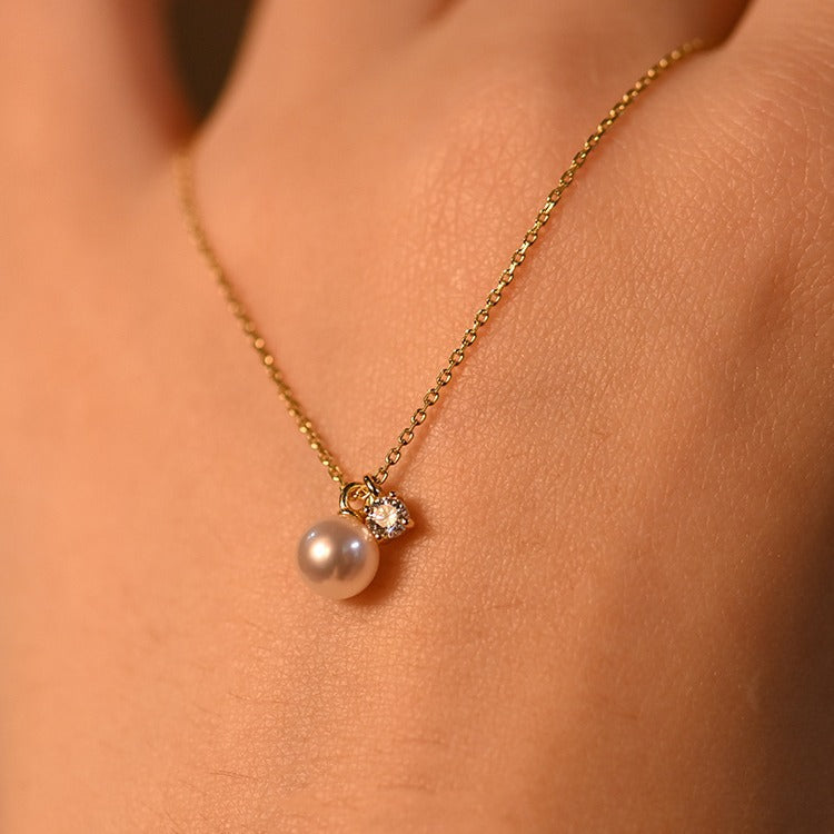 Shell Pearl Pendant Necklace: 18K Gold Plated Sterling Silver, Coastal Boho