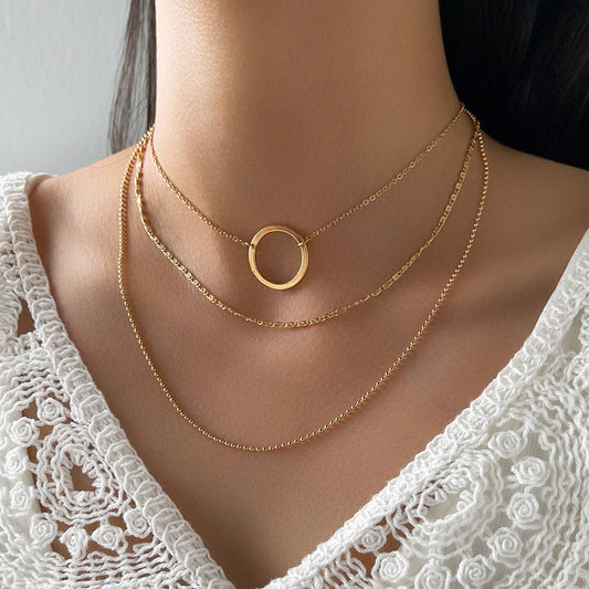 Circle Necklace, Minimalist Key Pendant, Gift for Her, Dainty Everyday Jewellery