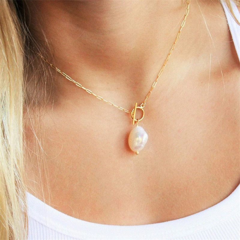 Shell Pearl Necklace, Natural Shell Jewellery in Japanese & Korean Style, Gift for Her, Minimalist Boho Look